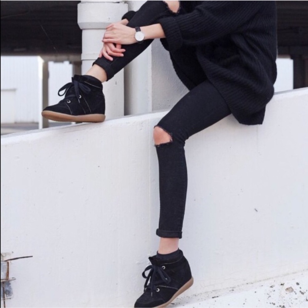 Isabel Marant Leather & Suede Black Bobby Sneaker